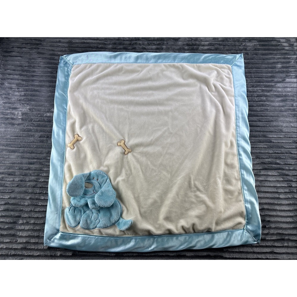 Baby Ganz Puppy Dog Blanket Squish'ums Crinkle Soft Fabric Satin Trim Baby Lovey